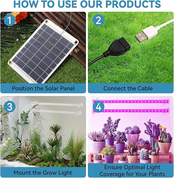 Solar Grow Lights for Outdoor Plants Adjust Gooseneck Grow Light for Indoor Plants Solar Plant Grow Light for Indoor Garden Balcony Greenhouse Herbs Vegetables Flowers Potted (30W)