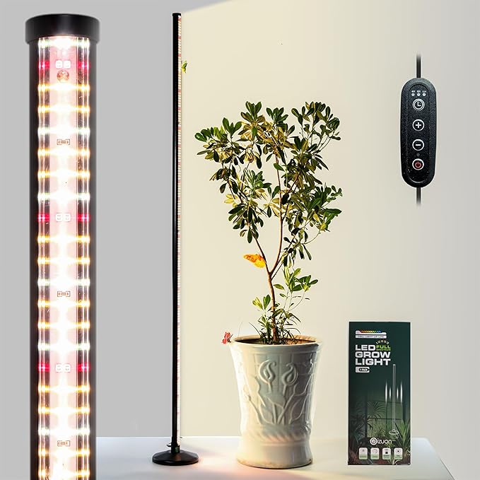Plant Grow Lights Indoor – 64.5'' Tall Full Spectrum Plant Growing Lamps with 660nm 3000K &amp 6000K LEDs 36W Grow Lights for Indoor Plants with Dual Auto Timer (4H/8H/12H) &amp Remote Control