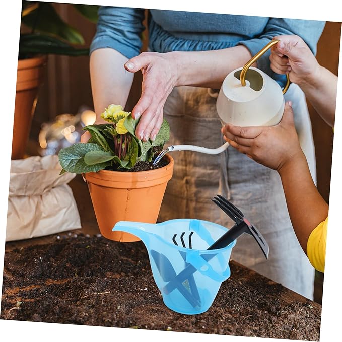 Garden Tool Set with Bucket Plastic Shovel and Soil Fork Lightweight Ergonomic Gardening for Beach Home Garden and Weeding Activities