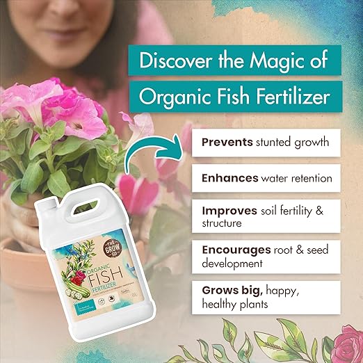 1 Gallon Organic Fish Emulsion Fertilizer for Plants - Ideal Liquid Fish Fertilizer for Plants Flowers Fruits &amp Vegetables 2-3-1 NPK - Sustainably Sourced and Hydrolyzed for Steady Growth