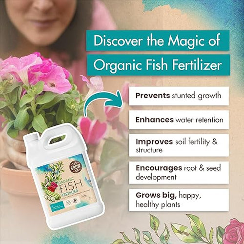 1 Gallon Organic Fish Emulsion Fertilizer for Plants - Ideal Liquid Fish Fertilizer for Plants Flowers Fruits &amp Vegetables 2-3-1 NPK - Sustainably Sourced and Hydrolyzed for Steady Growth