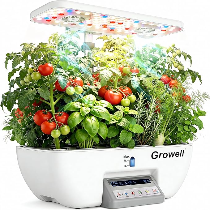 Hydroponics Growing System Kit 17 Pods Indoor Herb Garden with 2 Fans Circulation Grow Light Smart Water Cycle Auto Timer 10L Water Tank Perfect Indoor Gardening System Gifts (White)