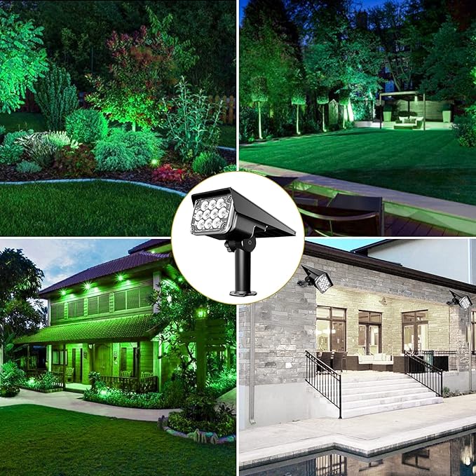 Green Solar Spot Lights Outdoor St. Patrick's Day Decor Lights with IP65 Waterproof 20 LEDs Solar Landscape Spotlights for Garden Path Yard Holiday Christmas 4 Pack