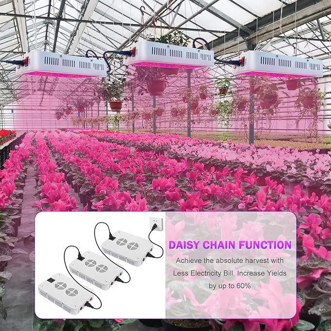 Grow Lamp for Indoor Plants 3F1500 LED Full Spectrum Grow Light for Seed Starting Vegetables Bloom Plant Growing Light with Daisy Chain Temperature Hygrometer Coverage:4.5x4.5ft