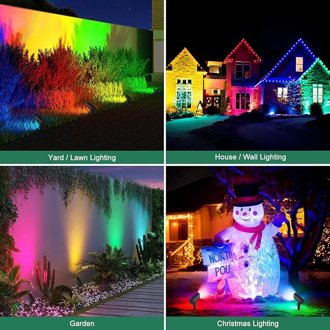 Led Landscape Outdoor Spot Light with Anti-Glare Cap - Heavy Duty Waterproof IP67 24V Accent Light Adjustable Mount RGB Thickened Aluminum Spotlight for BLDG Yard Garden Tree