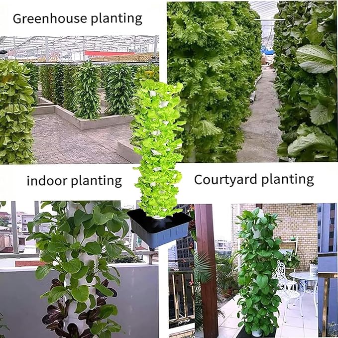 AMNOOL （45 Holes） Vertical hydroponic Indoor self-Watering Planting System soilless Cultivation Planting Tower aerosol Cultivation with moisturizing Pump