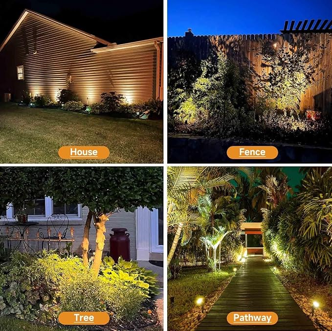 Christmas RGB and Warm White Spotlights with Timer 15W Individual Control Halloween Spot Lights Outdoor IP65 Waterproof Landscape Spotlight for Yard Garden 3 Lights