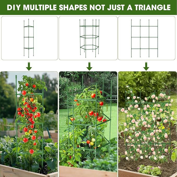 8PCS Tomato Cages for Garden Tomato Trellis for Raised Garden Bed 51.2 Tall Cage Plant Support for Pots Gardening Supplies Trellis for Climbing Plants (8PCSHigh: 51.2 Inch)