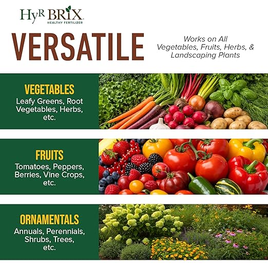HyR BRIX All Natural &amp Organic 1-1-8 Vegetable Garden Fertilizer 45lb Bag - Slow-Release Plant Food with Calcium &amp Sulfur - Essential Micronutrients for Healthier Produce