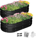WORKPRO 2PK 4x2x1ft Outdoor Galvanized Raised Garden Bed Kit Rust &amp Corrosion Protection Easy Assembly Safe Edge Ideal for Vegetables &amp Flowers Black