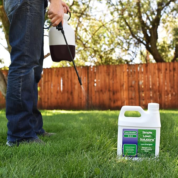 Commercial Grade Lawn Energizer Iron Nitrogen Micronutrient Booster - Liquid Turf Concentrated Fertilizer - Lawn Garden and Indoor Plants - Any Grass Type - Simple Lawn Solutions- 1 Quart