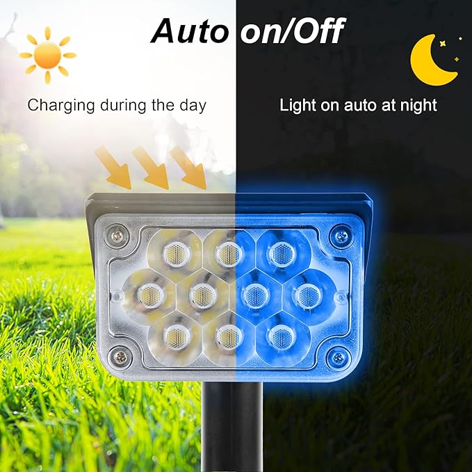 Solar Spot Lights Outdoor Blue Solar Spotlights Landscape Lighting with IP65 Waterproof 20 LEDs Landscape Spotlight for Garden Path Yard Holiday Decoration 4 Pack