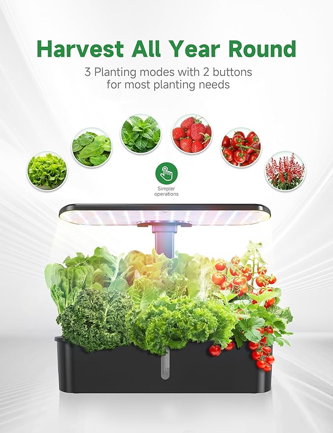 Hydroponics Growing System Kit 12 PodsIndoor Herb Garden with LightKitchen Hydro Ponic Grow System Countertop Hydro GardenSmart Planting Kit HomePlant Grower Inside KitLettuce Grower