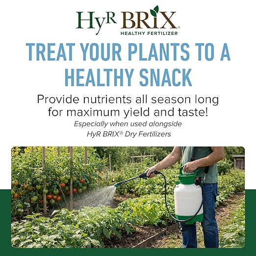 HyR BRIX All-Purpose Liquid 4-3-3 Fertilizer 1 Gallon - Fast-Acting Plant Food with Micronutrients Humic &amp Fulvic Acids - Ideal for Vegetables Flowers Fruits &amp Houseplants