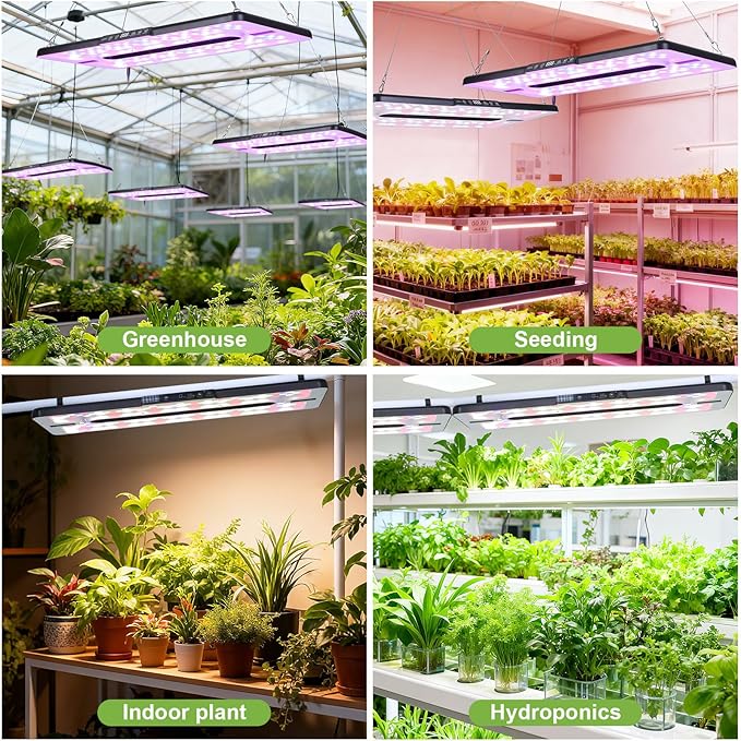 22 x 10 Grow Lights for Indoor Plants and Vegetables Full Spectrum LED Growing Lamp for Indoor Garden Greenhouse - Features Two Smart Light Mode 12~23H Timer - 2 Pack (2 in Series Black)