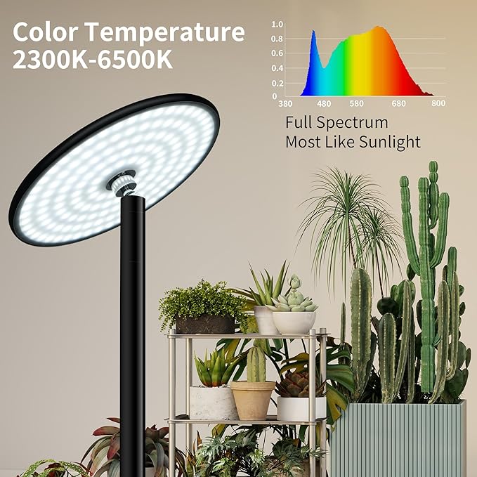 chiphy 85 Tall Grow Light for Large Indoor Plants 60W Full Spectrum Plant Light with 4/8/12H Timer &amp Remote 10-Level Dimmable Height Adjustable Ideal for Large Tall Plants &amp Indoor Trees