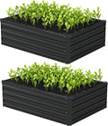 4x3x1ft(2 Pack) Galvanized Raised Garden BedOutdoor Planter Box Metal Patio Kit Planting Bed for Vegetables Flowers HerbBlack