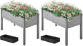 Topeakmart Elevated Planter Bed Outdoor Wooden Raised Garden Bed Rectangle Raised Bed with Stable Structure Wooden Garden Box Standing Planter for Garden/Patio/Backyard/Outdoor2pcs
