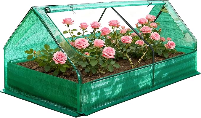 6x3x3 ft Galvanized Raised Garden Bed Plants Protection Tent Cage with Crop Cage Net Tent Kit and 2 Large Screen Windows Metal Bottomless Flower Bed for Planting Vegetables Outdoor