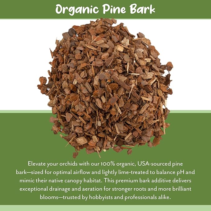 Soil Sunrise 100% Organic Orchid Potting Bark (30 Quarts) All-Natural USA-Sourced Pine Bark Orchid Mix Additive