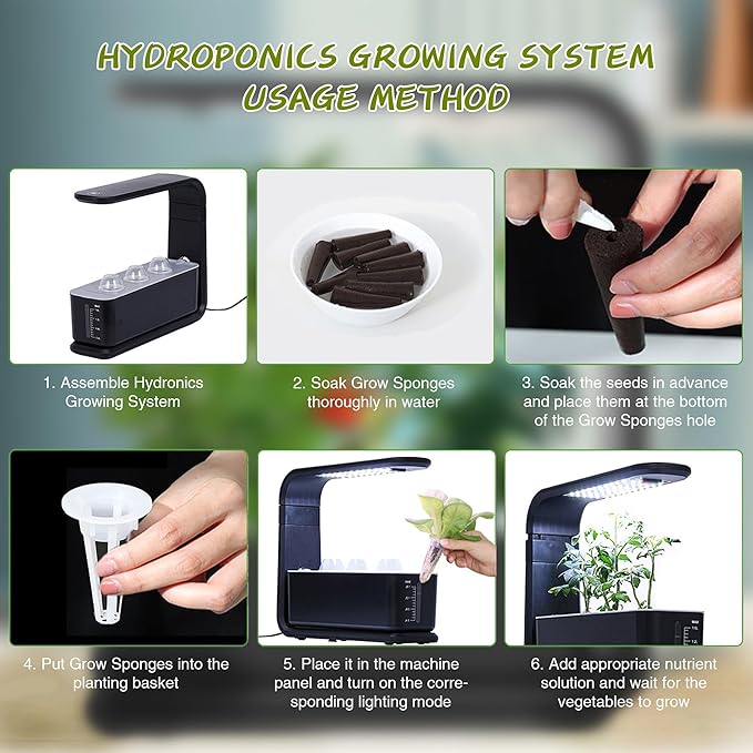 Hydroponics Growing System with LED Grow Light Adjustable Indoor Garden Kit for Herbs/Vegetables Soil-Free Smart Water Alert 3 Plant Capacity Plants Germination Kit for Home Kitchen Office (White)