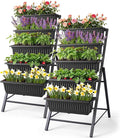 Homdox 2 Pack Vertical Garden Bed 5 Tiers Vertical Raised Garden Planter 23 * 26 * 45Inch Outdoor Garden Raised Bed with 4 Hooks Vegetable Flower Planter Raised Stand for Garden Patio Yard Black