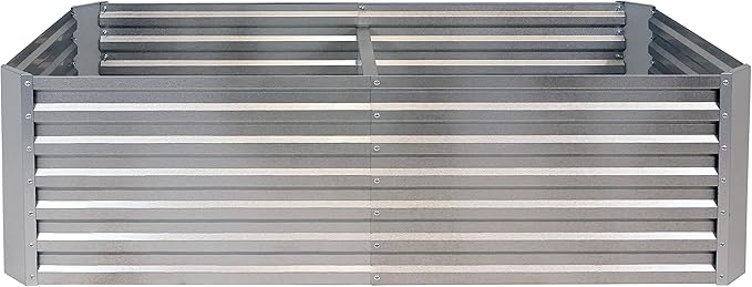 Sunnydaze 71-Inch Rectangular Raised Garden Bed - Galvalume Steel Vegetable Flower Bed Planter Kit - Silver
