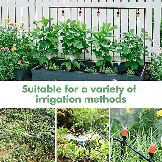 ASEVAT Drip Irrigation System Kit 26FT+197FT Garden Watering System with Hose Distribution Tubing Drip Emitters ConnectorsAutomatic Drip Irrigation Kit for PlantGreenhouse YardLawnPatio