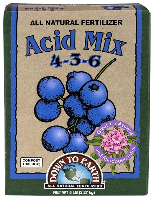 Down To Earth All Natural Fertilizers Organic Acid Mix - Plant Food for Blueberries Raspberries Azaleas and Rhododendrons 4-3-6 5 lb