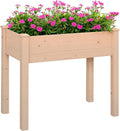 Outsunny Raised Garden Bed with Legs 34 x 18 x 30 Elevated Wooden Planter Box Self-Draining with Bed Liner for Vegetables Herbs and Flowers Backyard Patio Balcony Use Natural