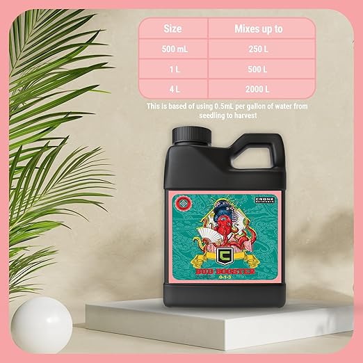 Cronk Nutrients Bud Booster - Best Budding Fertilizer for Maximum Blooms - Hydroponic Nutrients for The Bloom Phase - Balanced pH Formula - Suitable for Soil Soilless and Hydroponic Systems 1L