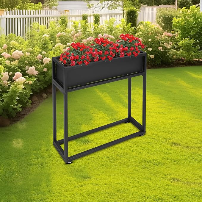 Outdoor Raised Garden Bed 28 H Rectangular Elevated Garden Bed for Backyard Gardening Planters Boxes for Planting Herbs Flowers &amp Vegetables