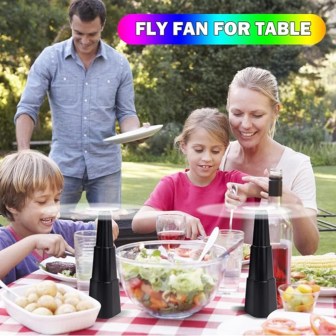 Fly Fans for TablesFood Indoor Outside4 Pack Portable Outdoor Picnic FanBatteries Powered Table Restaurant Party HomeOutdoor Dinner(Black)