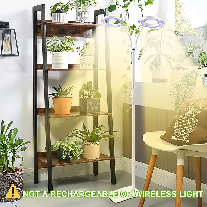yadoker Desk Plant Grow Light for Indoor Plant Dual-Head LED Grow LightHeight AdjustableAutomatic Timer with 8/12/16 Hours10-Level BrightnessIdeal for Small Plant Grow