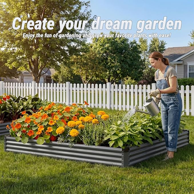 2Packs 6X3X1 FT Raised Garden Beds Outdoor Planter Raised Beds for Gardening Vegetables Flowers Large Metal Garden Box Deep Plant Flower pots Outdoor(Dark Gray)