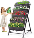 SEJOV 4FT Vertical Raised Garden Bed 5 Tiers Elevated Planter Box for Herbs Vegetables Flowers Graden Vertical Planter with Drainage System for Patio Balcony Garden Outdoor Indoor Plants (Black)