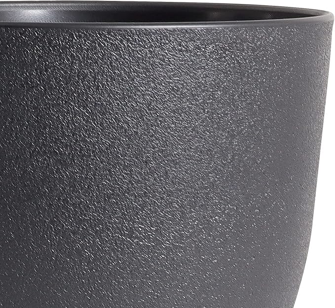WOUSIWER Plant Pots 10/9/8 inch Set of 3 Modern Decorative Plastic Planters with Drainage Holes and Saucers for House Plants Indoor Flowers Plants Black