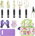 JUMPHIGH Gardening Tool Set 10 PCS Heavy Duty Aluminum Garden Kit Floral Gardening Gifts for Women Garden Hand Tools with Non-Slip Rubber Handle Kneeling Pad Garden Gloves and Storage Tote Bag