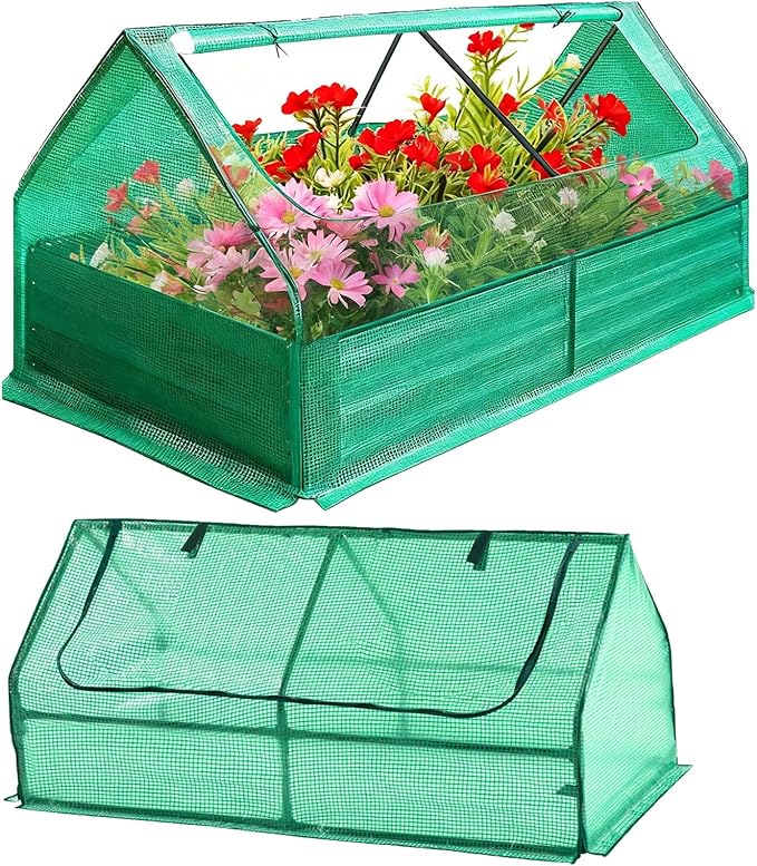 Multi - Weather Use Green Houses for Outside 3-in-1 Multifunctional Raised Garden Bed with Greenhouse L72.8 × W37.4 × H35.8 Small Greenhouse Outdoor for Balconies and Terraces