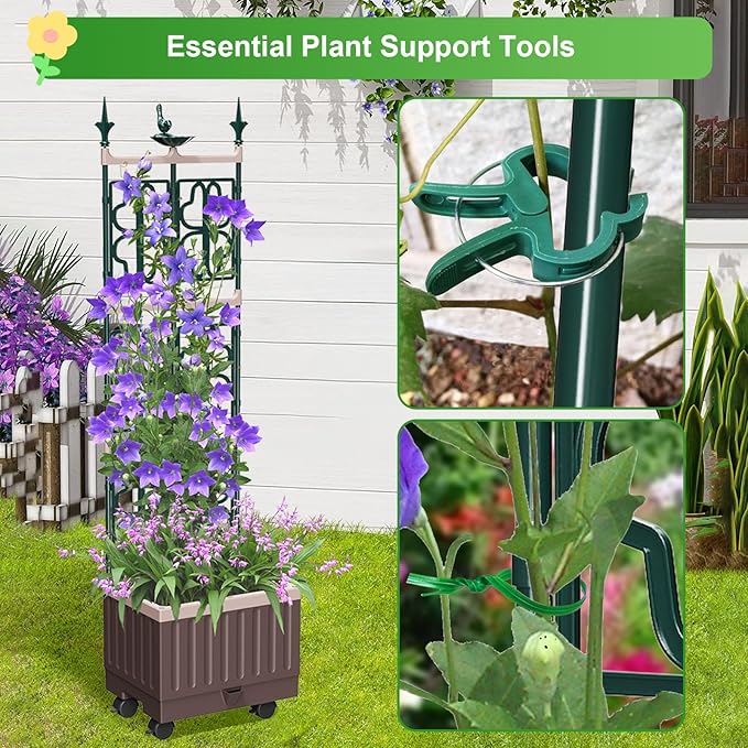 Raised Garden Bed Planter Boxes with Trellis61.4 Self-Watering Trellis with Planter Box for Climbing Plants Flowers Vegetables with WheelsUse for Indoor Outdoor