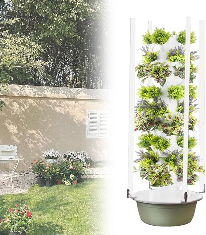 Hydroponic Tower Hydroponics Growing System Tower Vertical Garden Planter Indoor Smart Garden Kit Hydroponics Growing System Kit Tower with Pump and Grow Light 9Layer