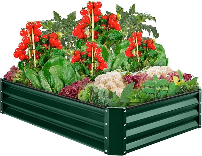 Best Choice Products 6x3x1ft Outdoor Metal Raised Garden Bed Box Vegetable Planter for Vegetables Flowers Herbs and Succulents - Dark Green