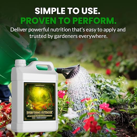 Humboldts Secret Everything Outdoor Plant Food | 5-5-5 Liquid Fertilizer with Norwegian Kelp | All Purpose Lawn Vegetable &amp Fruit Food | Garden Nutrients | Refillable Hose End Bottle | 2.5 Gallon