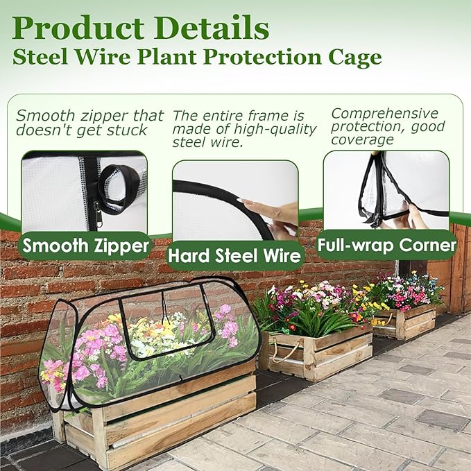 Garden Row Accelerator Plants Cover 45 x 22 x 16 Garden Covers for Raised Beds Waterproof Insect Bird Barrier Plant Net Cage for Protecting Fruits Vegetable Seedlings Row (2 Pcs)