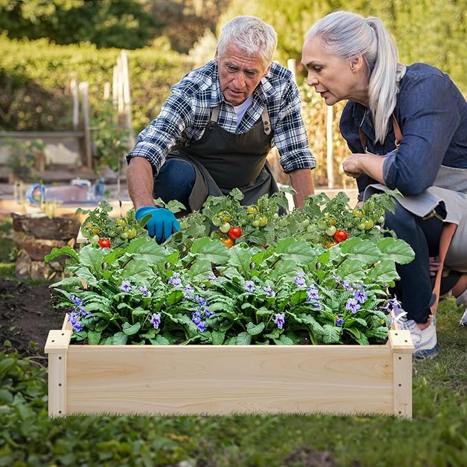 Raised Garden Beds Outdoor Wooden Raised Garden Bed Rectangular Planter Box Flower Bed Raised Bed for Gardening Vegetable &amp Herb