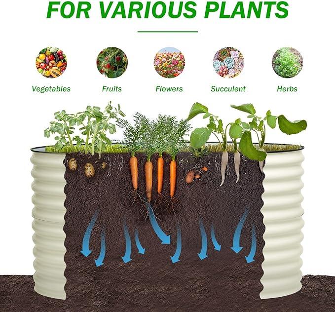 BPS 2-in-1 Metal Raised Garden Bed 5.3x2.7 FT Galvanized Planter Raised Beds for Vegetables Flowers 31'' Extra Tall