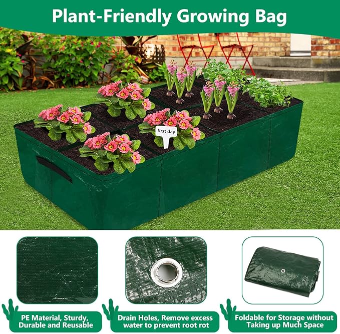 Caffox 2 Pack Fabric Raised Garden Bed 4x2x0.8ft Plant Grow Bags for Flowers and Vegetables 94 Gallon