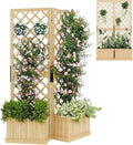 65IN Tall Wood Planter with Trellis 2 in 1 Freestanding Outdoor Wood Slanted Trellis and Raised Bed Wooden Privacy Screens Garden Beds for Climbing Plants