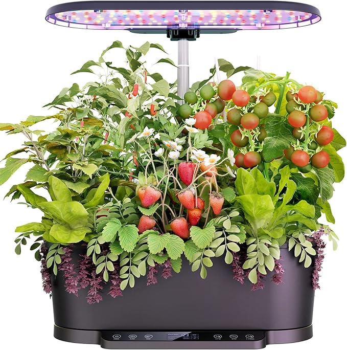 Hydroponic Growing System WiFi 15 Pods Indoor Garden with 5.5L Water Tank 76cm Adjustable Height Germination Kits App Controlled Garden Planter with LED Grow Light Pump System