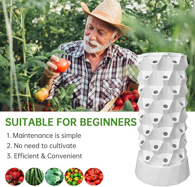 Vertical Hydroponic Garden Tower - 64 Slots Hydroponic Fruit Tower with Water Pump - Plant Tower Outdoor Hydroponic for Apartment Outdoor Gardening
